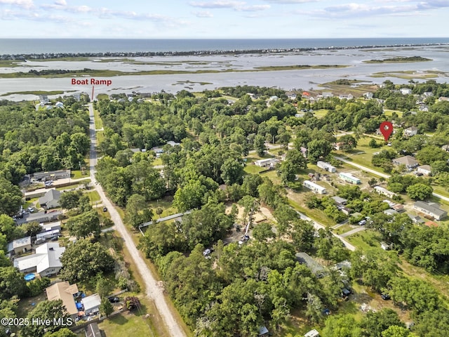 601 Mary Ann Dr, Hampstead, NC 28443 - aerial overview of property's location featuring a large body of water and a tree filled landscape