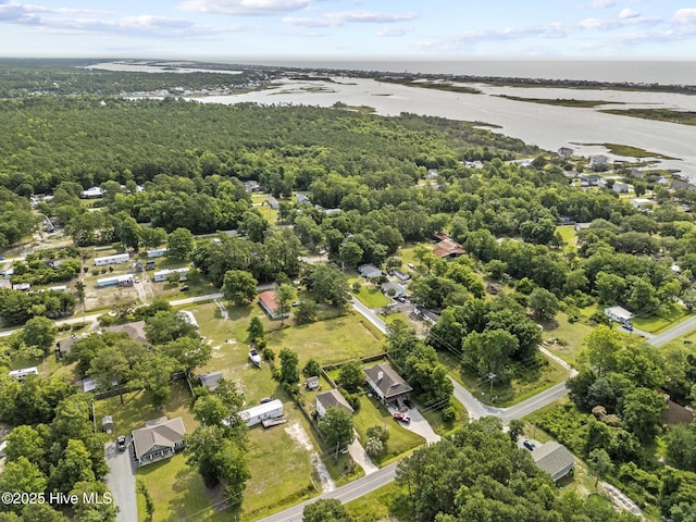601 Mary Ann Dr, Hampstead, NC 28443 - drone / aerial view of a nearby body of water and a heavily wooded area