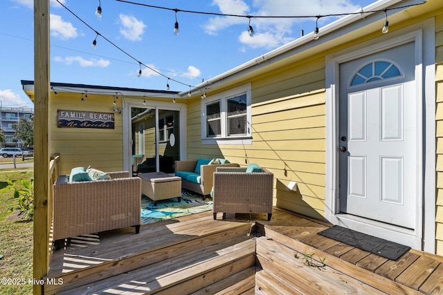 208 Hamlet Ave, Carolina Beach, NC 28428 - deck with an outdoor living space