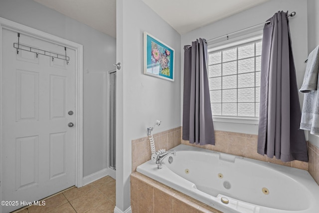 2902 Brems Battery, New Bern, NC 28562 - bathroom with a whirlpool tub, a shower stall, and tile patterned floors