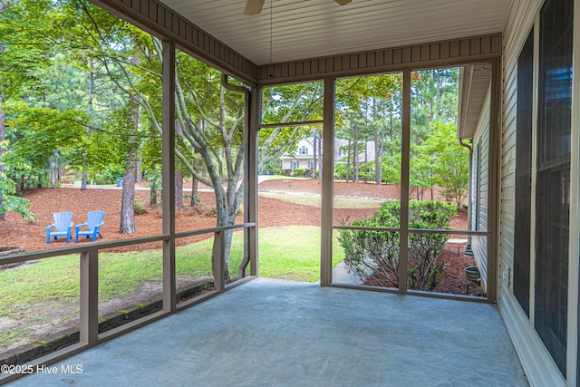 114 Baker Cir W, End, NC 27376 - unfurnished sunroom with a ceiling fan