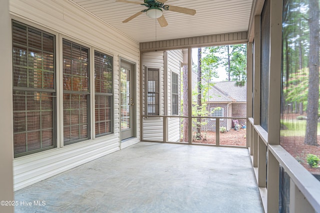 114 Baker Cir W, End, NC 27376 - unfurnished sunroom featuring ceiling fan
