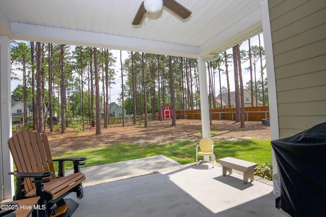 305 3rd St, Aberdeen, NC 28315 - view of patio with ceiling fan