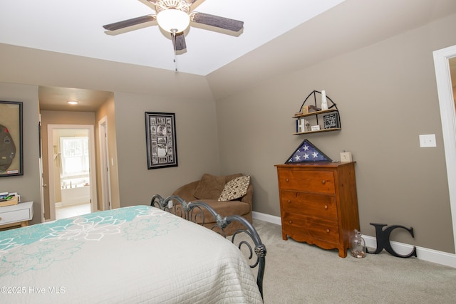 305 3rd St, Aberdeen, NC 28315 - bedroom with light carpet, baseboards, connected bathroom, and a ceiling fan
