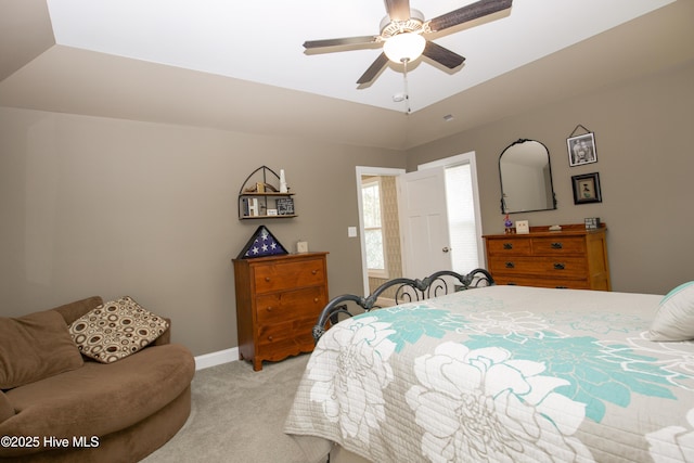 305 3rd St, Aberdeen, NC 28315 - bedroom with light colored carpet, baseboards, and ceiling fan