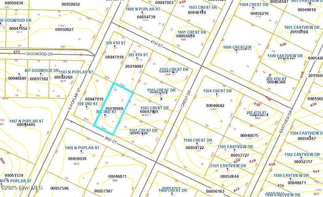 305 3rd St, Aberdeen, NC 28315 - map showing property parcels