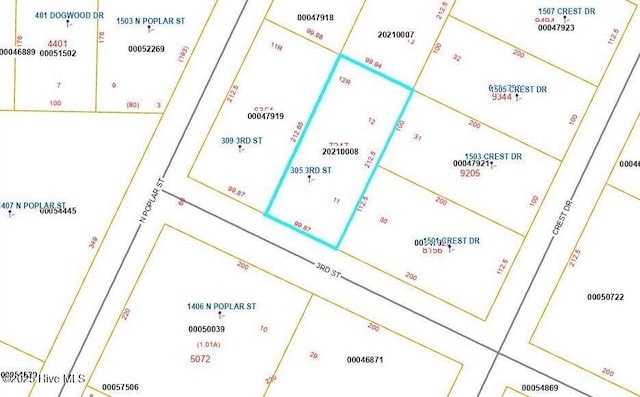 305 3rd St, Aberdeen, NC 28315 - map of parcels