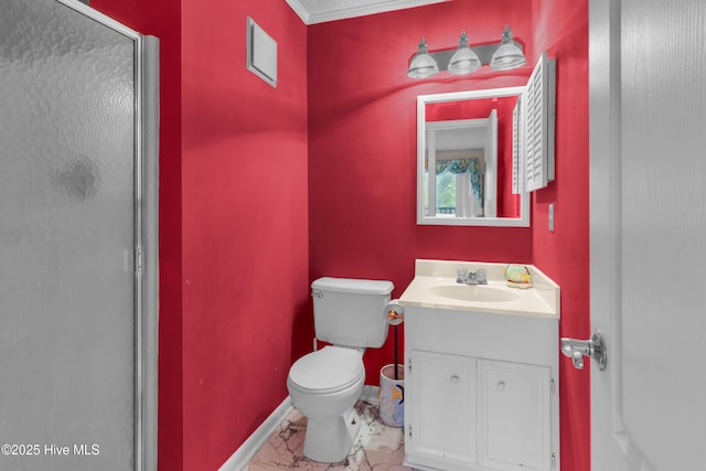 2306 W Fort Macon Rd Unit 209H, Atlantic Beach, NC 28512 - full bath featuring toilet, vanity, marble finish floors, and a shower stall
