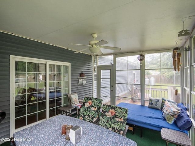 211 Brook Crossing Rd, Swansboro, NC 28584 - sunroom / solarium featuring ceiling fan and outdoor dining space