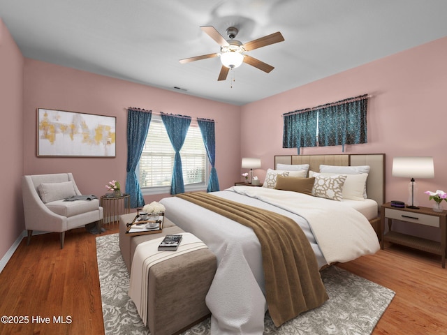 211 Brook Crossing Rd, Swansboro, NC 28584 - bedroom featuring wood finished floors and ceiling fan