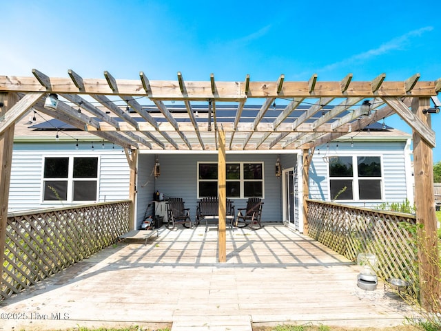 227 Cheswick Dr, Holly Ridge, NC 28445 - wooden deck with a pergola