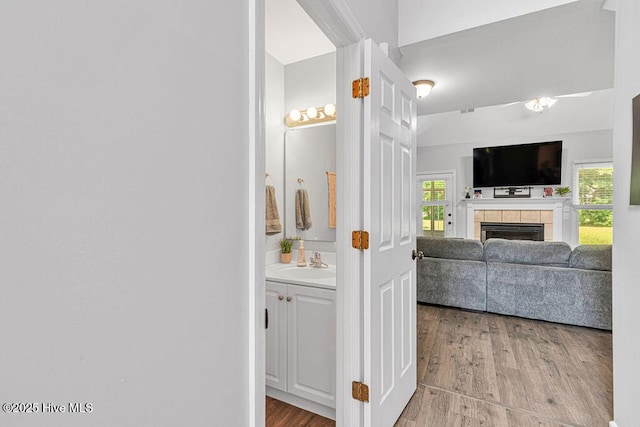 105 Sea Turtle Cv, Sneads Ferry, NC 28460 - hallway featuring wood finished floors and a sink