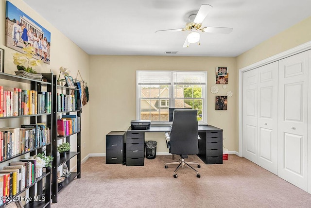 105 Sea Turtle Cv, Sneads Ferry, NC 28460 - carpeted office space with a ceiling fan and baseboards
