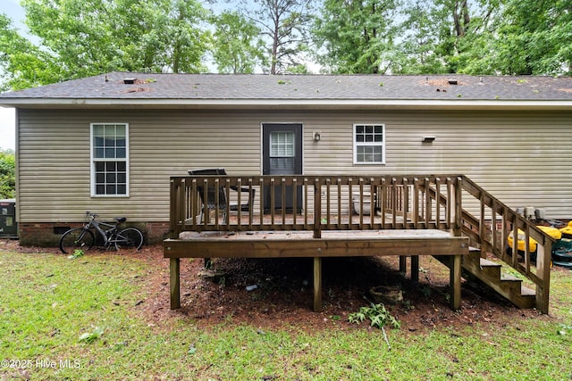 330 Brookfield Dr, Wilmington, NC 28405 - rear view of house with a wooden deck and crawl space