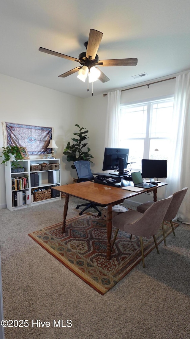 134 Longhorn Rd, Jacksonville, NC 28546 - home office featuring ceiling fan and carpet