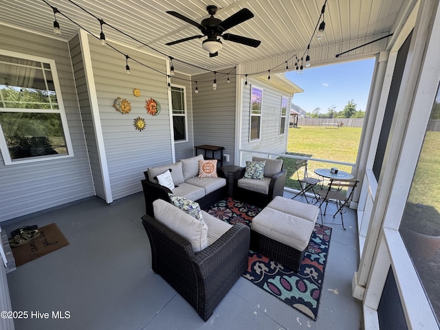 134 Longhorn Rd, Jacksonville, NC 28546 - view of patio with a ceiling fan and an outdoor hangout area
