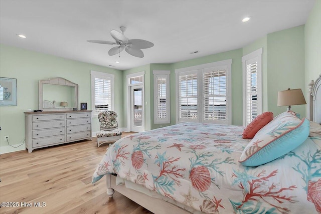 209 S 11th St, Morehead City, NC 28557 - bedroom with wood finished floors, recessed lighting, and ceiling fan