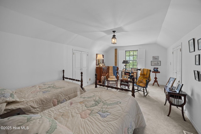 103 Camelia Dr, Washington, NC 27889 - bedroom featuring lofted ceiling, light colored carpet, and baseboards