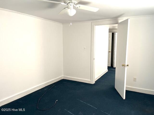 3356 Howard Ave, Tarboro, NC 27886 - spare room with a ceiling fan, baseboards, and ornamental molding