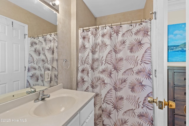 612 N Carolina Beach Ave Unit 3A, Carolina Beach, NC 28428 - bathroom featuring vanity and a shower with shower curtain