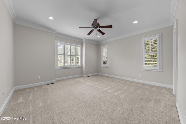 30 Deacon Palmer Pl, Southern Pines, NC 28387 - unfurnished room with a ceiling fan, light carpet, recessed lighting, and crown molding
