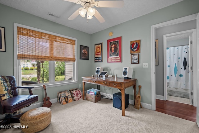 8122 Bahia Honda Dr, Wilmington, NC 28412 - carpeted office space featuring ceiling fan and baseboards