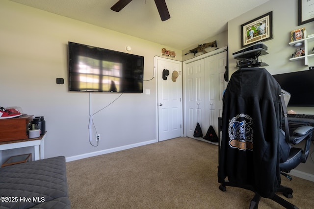 306 Top Knot Rd, Hubert, NC 28539 - office space with carpet floors, ceiling fan, and baseboards