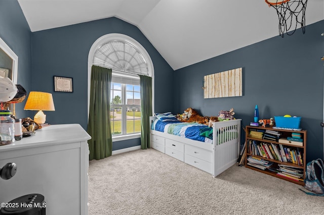 1763 Oak Pointe Dr, Greenville, NC 27834 - carpeted bedroom featuring vaulted ceiling