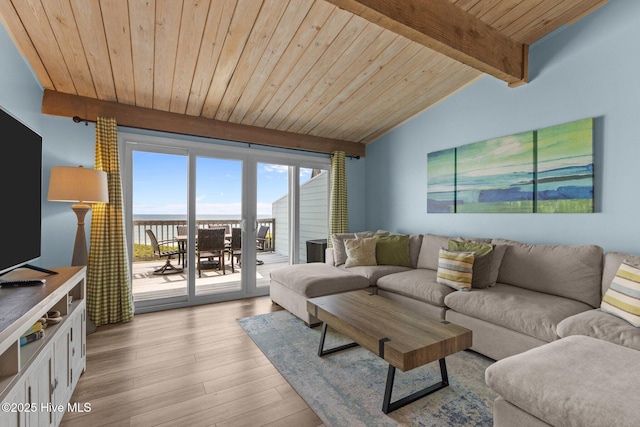 535 Salter Path Rd Unit 3, Pine Knoll Shores, NC 28512 - living area featuring wooden ceiling and light wood-style floors