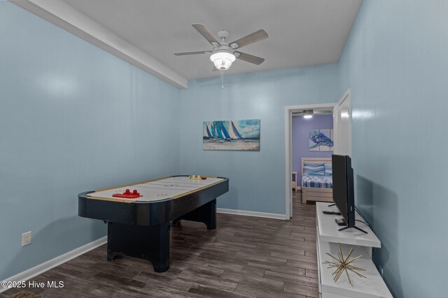 535 Salter Path Rd Unit 3, Pine Knoll Shores, NC 28512 - game room featuring wood finished floors, ceiling fan, and baseboards
