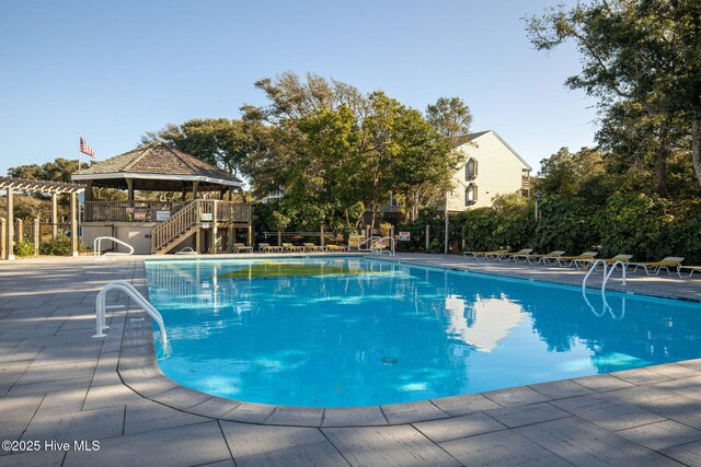 535 Salter Path Rd Unit 3, Pine Knoll Shores, NC 28512 - community pool featuring a gazebo and a patio area