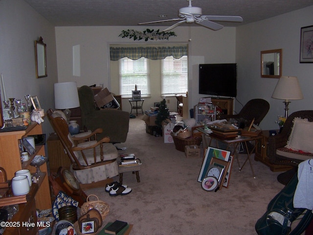 125 Pinehurst Trace Dr, Pinehurst, NC 28374 - living area with ceiling fan and carpet