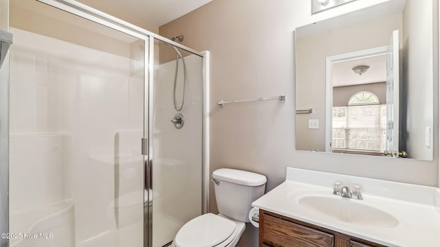 149 Edinburgh Dr, Carthage, NC 28327 - bathroom featuring a stall shower, vanity, and toilet