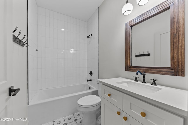 499 Longleaf Dr, West End, NC 27376 - bathroom with vanity, toilet, and bathing tub / shower combination