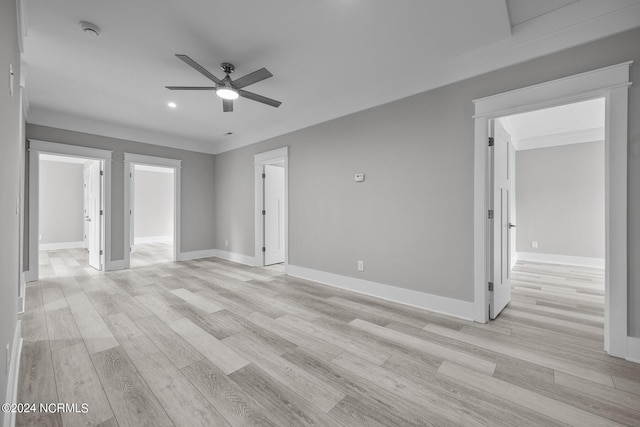 505 N Shore Dr, Sneads Ferry, NC 28460 - empty room featuring a ceiling fan, light wood-style floors, a smoke detector, baseboards, and recessed lighting