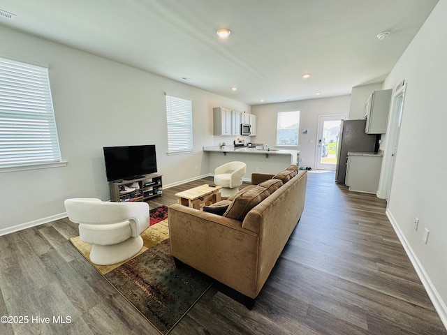 18 Landward Way, Wilmington, NC 28411 - living area with dark wood-style floors, recessed lighting, and baseboards
