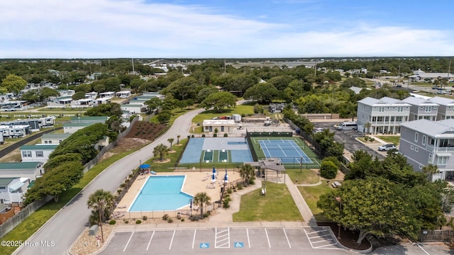 9100 Reed Dr Unit 3107, Emerald Isle, NC 28594 - bird's eye view of a tree filled landscape and a pool