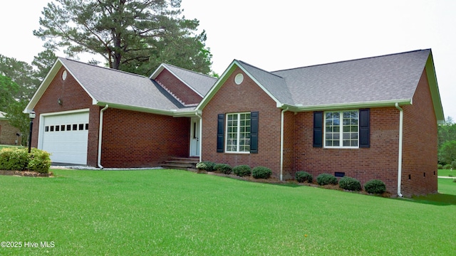 103 Loblolly Dr, Plymouth, NC 27962 - single story home with brick siding, an attached garage, a front lawn, roof with shingles, and crawl space