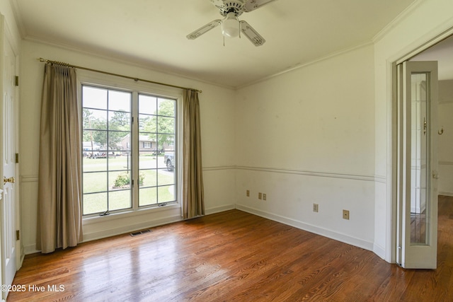 103 Loblolly Dr, Plymouth, NC 27962 - spare room featuring crown molding, a ceiling fan, wood finished floors, and baseboards