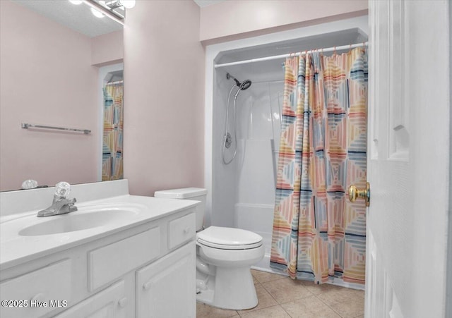 734 Sloop Pointe Ln, Kure Beach, NC 28449 - bathroom with tile patterned flooring, vanity, toilet, and a shower with curtain