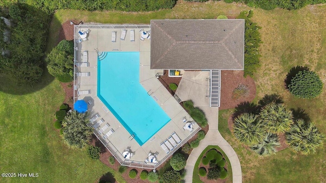 734 Sloop Pointe Ln, Kure Beach, NC 28449 - view from above of property featuring a pool area