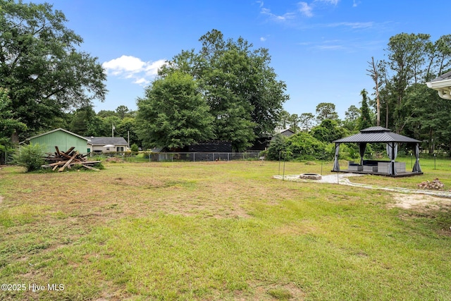 120 Ruby Rd, Goldsboro, NC 27534 - view of yard featuring a gazebo, an outdoor fire pit, and view of scattered trees