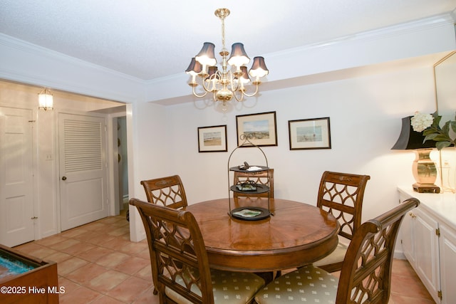 190 Palmetto Rd Unit 20, Pinehurst, NC 28374 - dining room with a chandelier, crown molding, and light tile patterned flooring