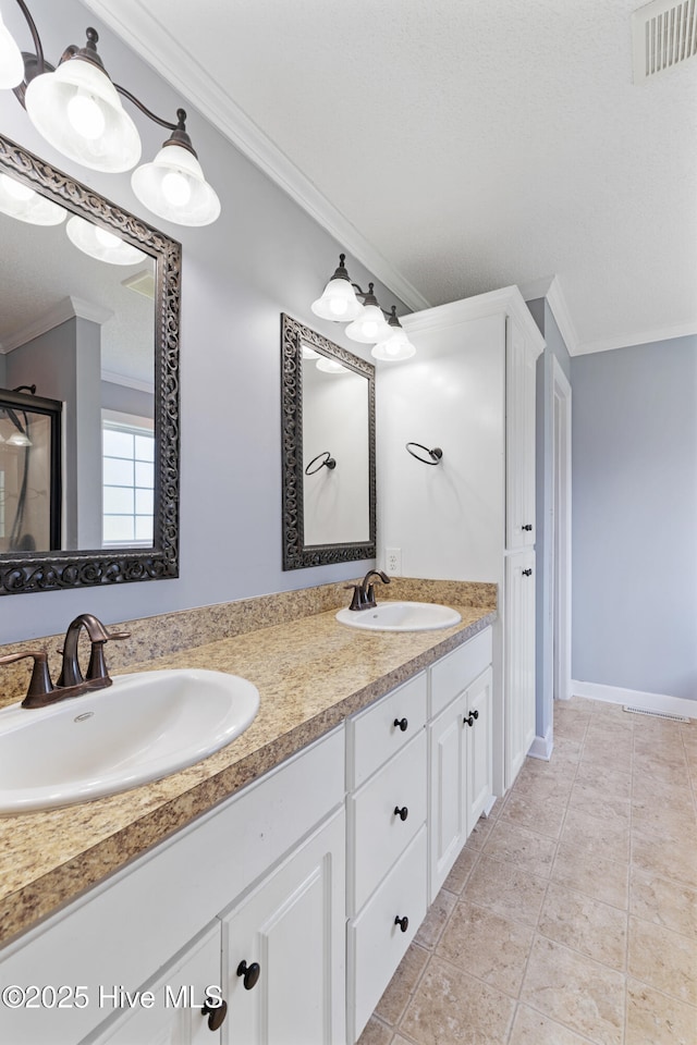 202 Brookside Way, Pikeville, NC 27863 - bathroom with ornamental molding and double vanity