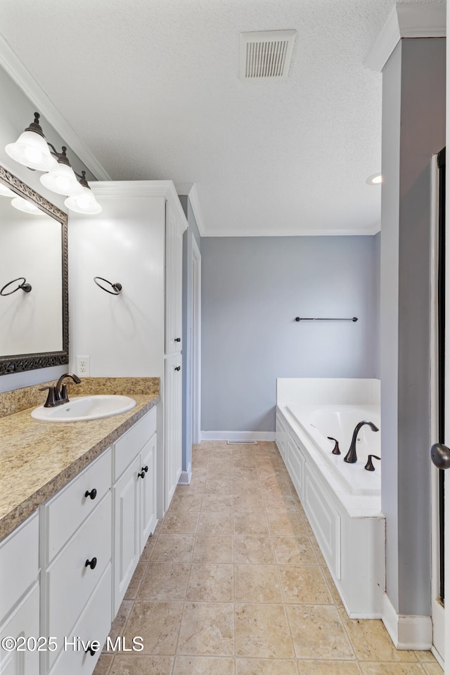 202 Brookside Way, Pikeville, NC 27863 - full bath with vanity, a bath, ornamental molding, and baseboards