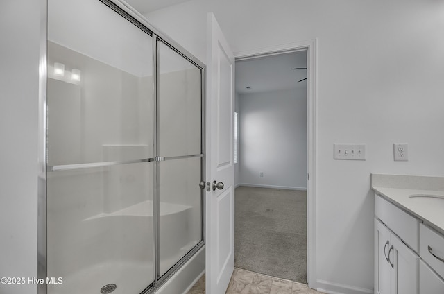 1617 Stanley St, Wilmington, NC 28401 - bathroom featuring an enclosed shower, vanity, and baseboards