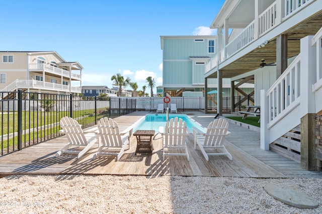 1044 Ocean Blvd W, Supply, NC 28462 - view of swimming pool with a wooden deck and a ceiling fan