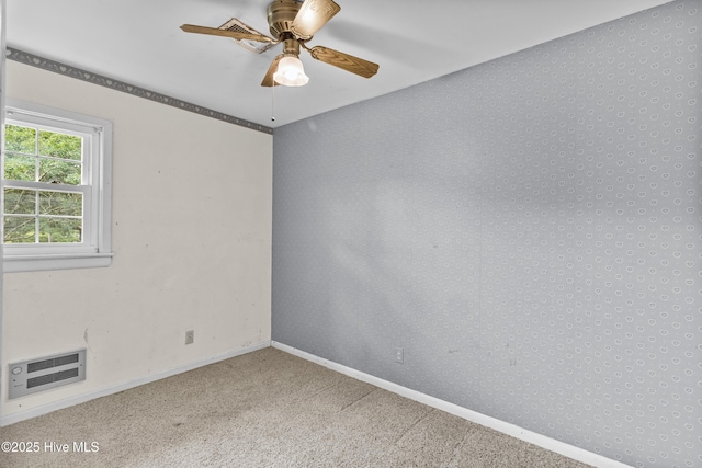 350 Toulon Dr, Wilmington, NC 28405 - empty room with heating unit, carpet floors, and a ceiling fan