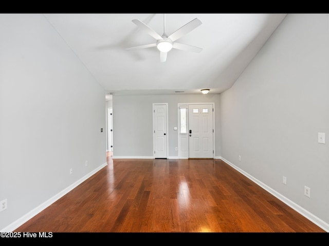406 Endicott Ct, Wilmington, NC 28411 - foyer entrance featuring ceiling fan, wood finished floors, and baseboards