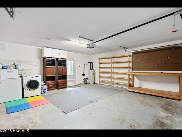 406 Endicott Ct, Wilmington, NC 28411 - garage featuring separate washer and dryer, water heater, and a garage door opener
